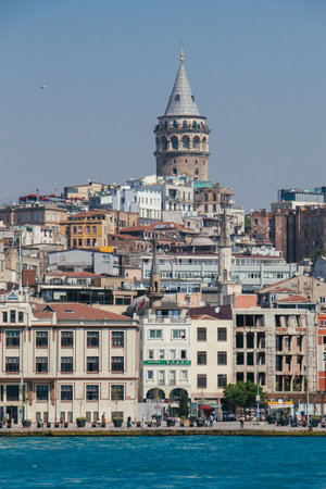View of the Galata Tower from ancient times in Istanbulの写真素材