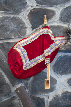 Bagpipes Musical Instrument  bag made of fur