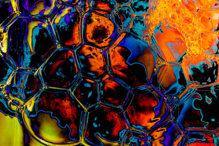 Oil bubbles inside water base form patterns
