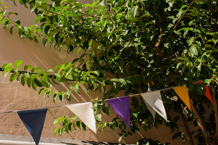 Colorful triangle bunting flags of various colors as festival concep