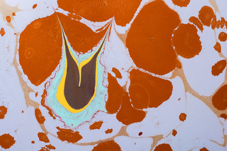 Creative ebru art background with  abstract paint.  Marbling texture floral patterns