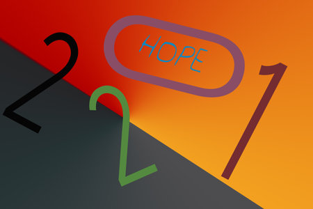 2021 and hope wording for new year concept.の写真素材