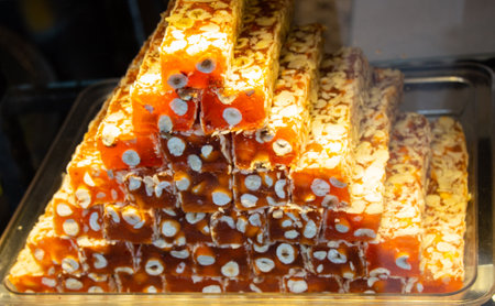 Load of traditional turkish delight lokum sugar coated soft candyの写真素材