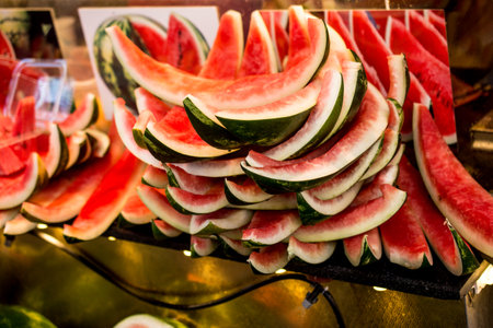 Eaten piece of watermelon crust watermelon stubsの写真素材