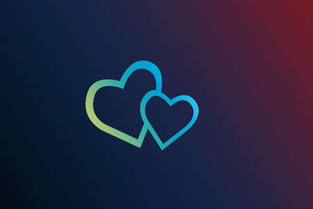 Two linked hearts. Connected red hearts with trendy background. Valentines, love, marriage conceptの写真素材