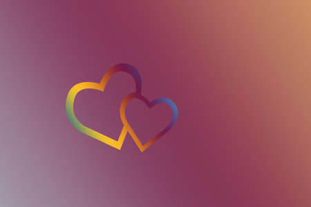 Two linked hearts. Connected red hearts with trendy background. Valentines, love, marriage conceptの写真素材