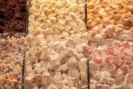 Load of traditional turkish delight lokum sugar coated soft candyの写真素材