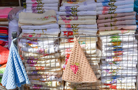 Examples of colorful fabric of various color and typeの写真素材