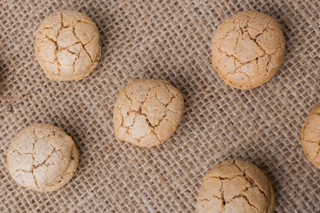 Turkish almond cookies on a linen canvas
