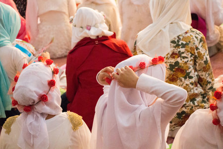 Small girls with hijab in a big mosque