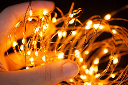 Glowing light festive christmas party decor. Luminous  background set