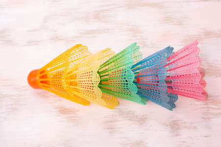 Colorful feather shuttlecock Sports equipment for badminton game.の写真素材
