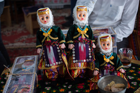 Traditional dolls in folk dress in Turkish Bazaar