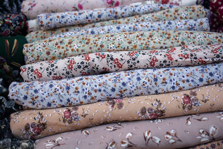 Examples of colorful fabric of various color and typeの写真素材