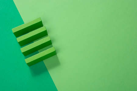 Green color domino blocks placed in viewの写真素材