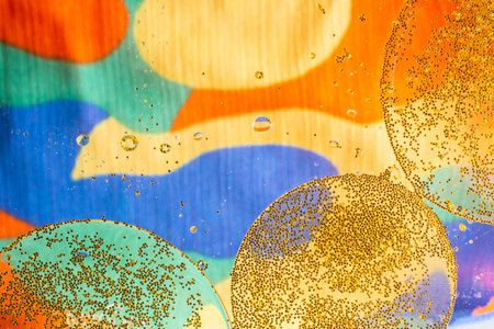 Air and oil bubbles inside water base form patterns