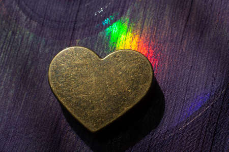 Heart icon  on colorful fabric a symbol of love as  Valentine conceptの写真素材