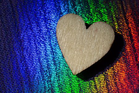 Heart icon  on colorful fabric a symbol of love as  Valentine concept