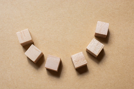 Wooden toy cubes as  educational and business concept objectsの写真素材