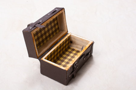 Ancient style decorative treasure chest made of woodの写真素材