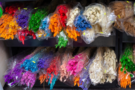 dyed dry colorful  flower for doceration purposesの写真素材