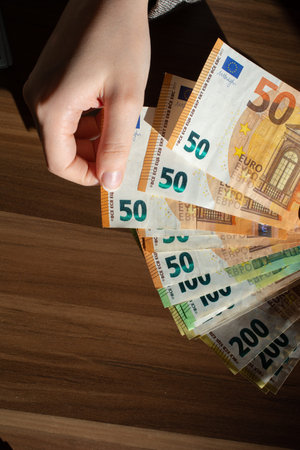 Background of euro bills. Fragment part of euro money