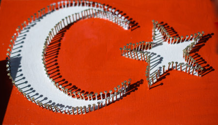 Turkish national flag with white star in view