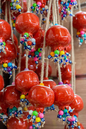 Colorful turkish ceramic balls as souvenirs at street marketの写真素材