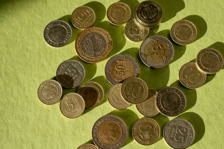 Finance, money, banking and business concept w'th Turkish lira coinsの写真素材