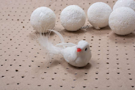 Fake  feather bird for decoration on paperの写真素材