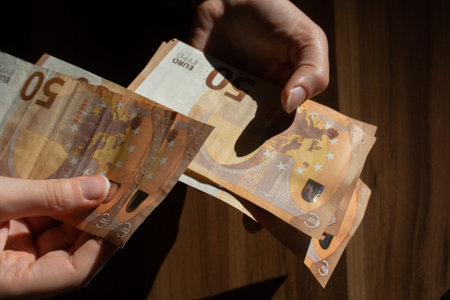 Background of euro bills. Fragment part of euro money