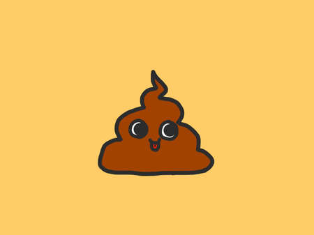 Shit  Icon Emblem Logo with eyes  on yellow backgroudの写真素材