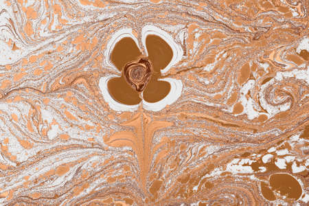 .Traditional art of Ebru marbling. Abstract marbling floral pattern for fabricの写真素材