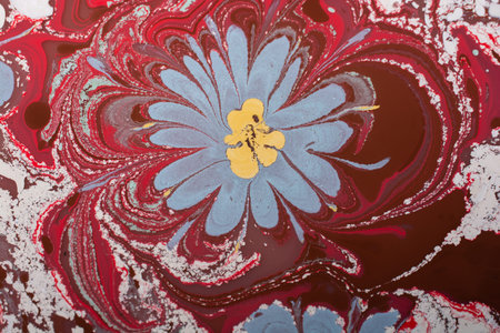 Creative ebru art background with  abstract paint.  Marbling texture floral patterns