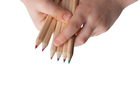 Lots of different isolated colored pencil tool for artistic creativity drawing.の写真素材