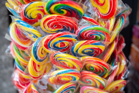 Colorful hard delicious candy sweets in the viewの写真素材