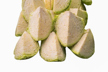 Isolated cabbages in pieces at  rmarket, Cabbage background, Fresh cabbage from farm field