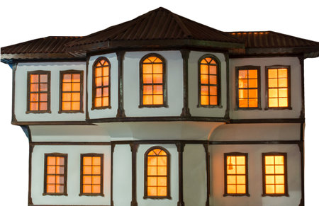 Model  house on white background, family home, homeless shelter housing and insurance, mortgage concept. Housing business concept.の写真素材