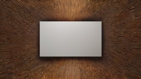 Artifical Intelligence generated interior with empty frame on wall. Blank picture frame hanging on wall, AI generated imageの素材