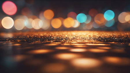 Artifical Intelligence generated bokeh abstract light background. Festive Background With Bokeh And Bright Golden Lights.  AI generated image, aiの素材