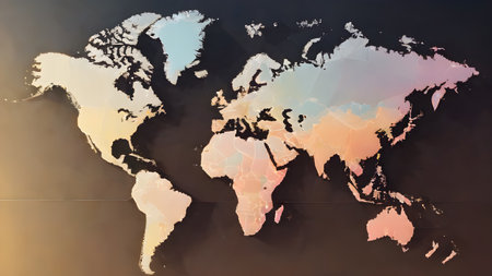 Polygonal mesh map of world. as lobalization internet and technology, travel, internet, earth or other concept.   AI generated image, aiの素材
