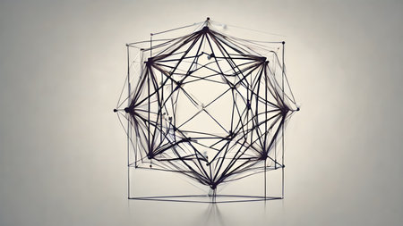 Wireframe of Abstract polygonal geometric shape with mesh net dots lines and connections . Trendy  geometric abstract shapes.   AI generated image, aiの素材