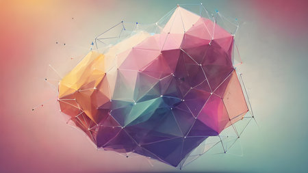 Wireframe of Abstract polygonal geometric shape with mesh net dots lines and connections . Trendy  geometric abstract shapes.   AI generated image, aiの素材