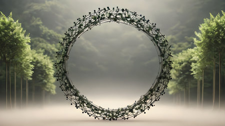 Floral brochure design template with copyspace. Abstract modern floral background design template. AI generated imageの素材