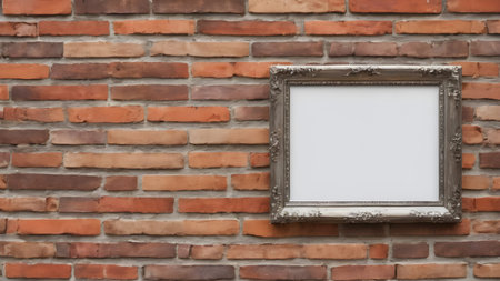 Artifical Intelligence generated interior with empty frame on wall. Blank picture frame hanging on wall, AI generated imageの素材