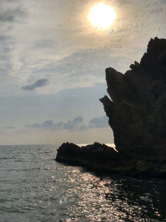 Endless Sea and Mountain Blue Greenの写真素材