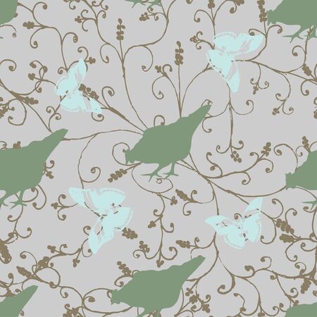wallpaper with floral ornament...のイラスト素材