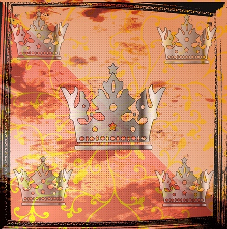 Gold Princess crown on the pink pillowのイラスト素材
