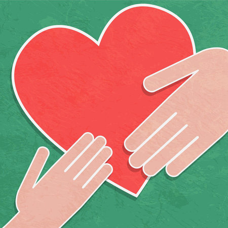 Hand holding the heart. Charity.hands hold a heartのイラスト素材