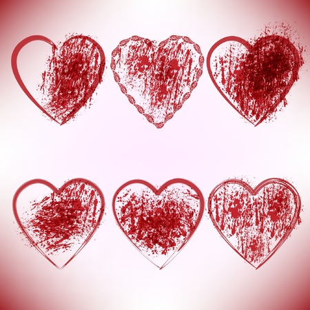 set of scribble heartsのイラスト素材